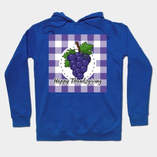 Grape on Violet Plaid - Happy Thanksgiving Hoodie